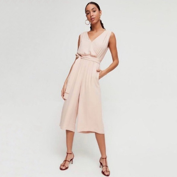 Aritzia Pants - Aritzia Babaton Maximillian Draped Wide Leg Jumpsuit Pink Prima Small
